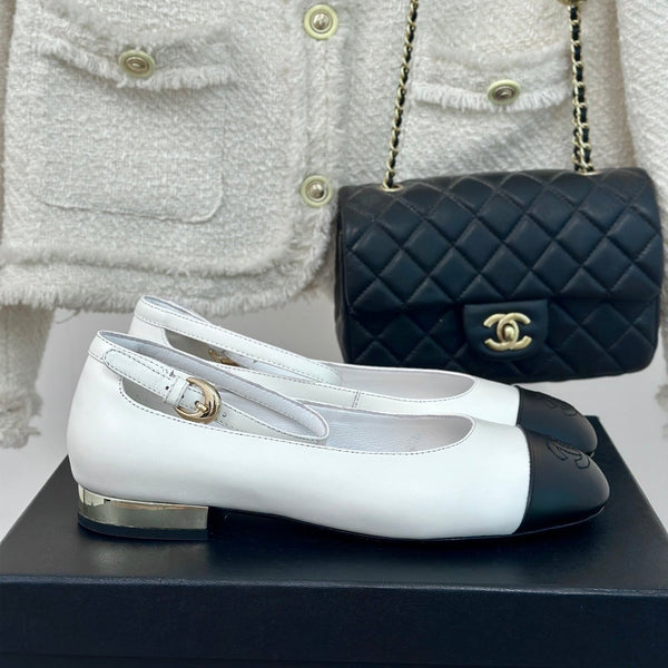 CC Mary Jane White Round Nose Lambskin