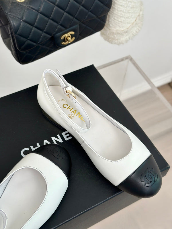 CC Mary Jane White Round Nose Lambskin