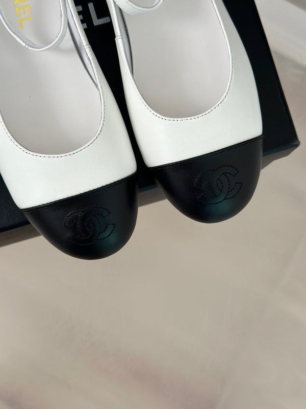 CC Mary Jane White Round Nose Lambskin