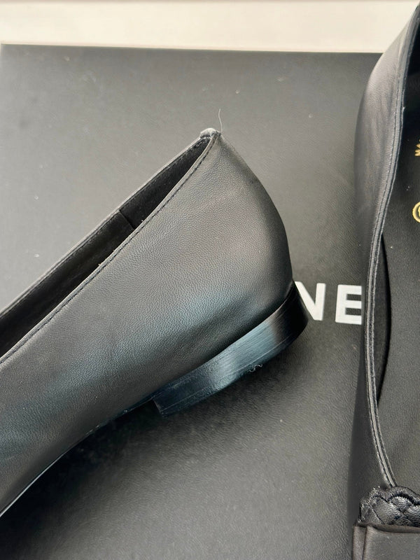 CC Ballet Flats Black With Bow Lambskin