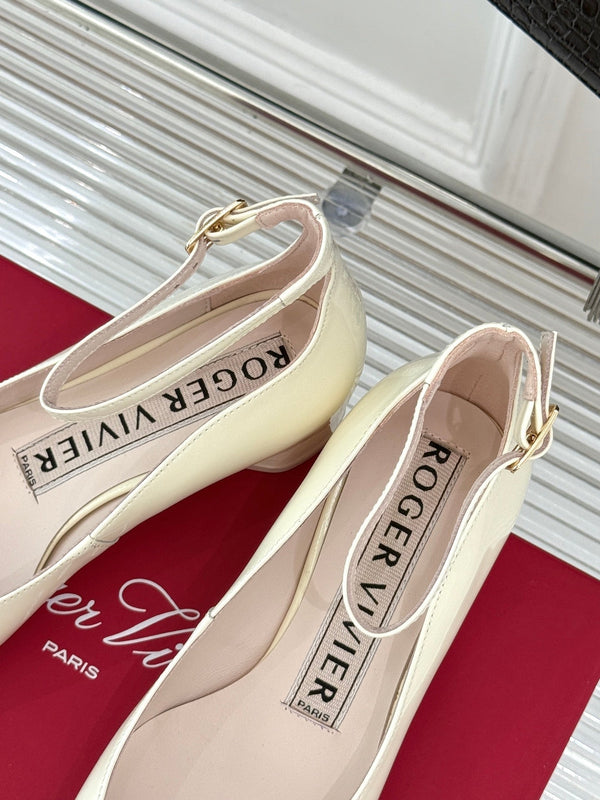 Viv Square Buckle Mary Jane Milky White Fetal Cowhide 286707