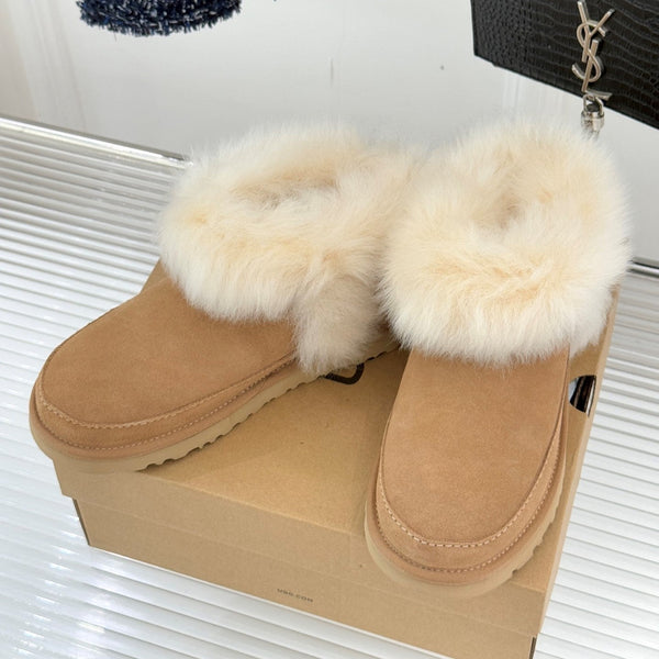 UGG Classic Ultra Mini Chalet Boots Warm Brown Suede Sheepskin Cuff 517488