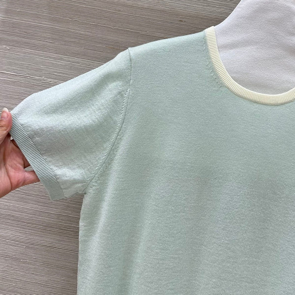 Miu Miu 25 Short-sleeve Top Mint Green Wool