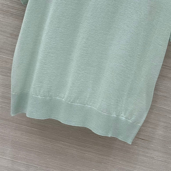 Miu Miu 25 Short-sleeve Top Mint Green Wool