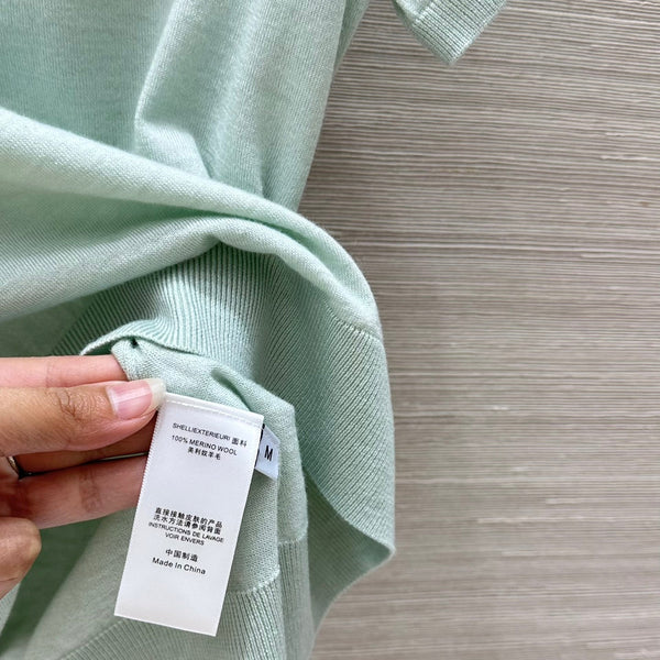 Miu Miu 25 Short-sleeve Top Mint Green Wool