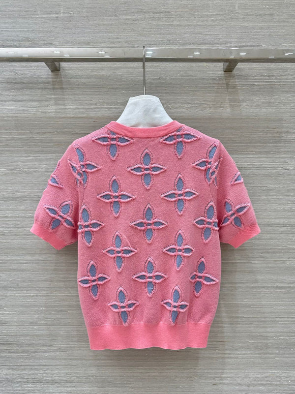 LV 25 Maglia a maniche corte in lana rosa