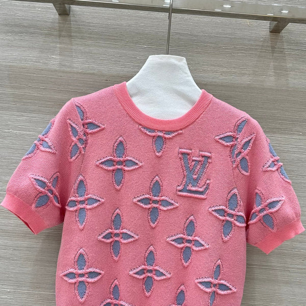 LV 25 Maglia a maniche corte in lana rosa