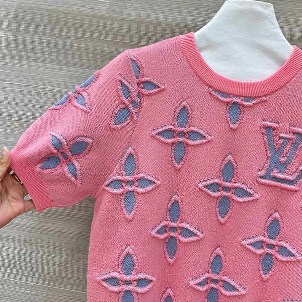 LV 25 Maglia a maniche corte in lana rosa