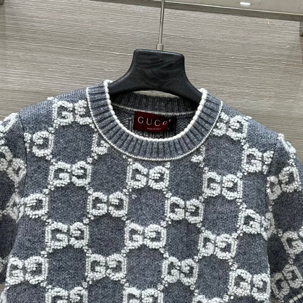 Gucci Knit Sweater Gray White Wool
