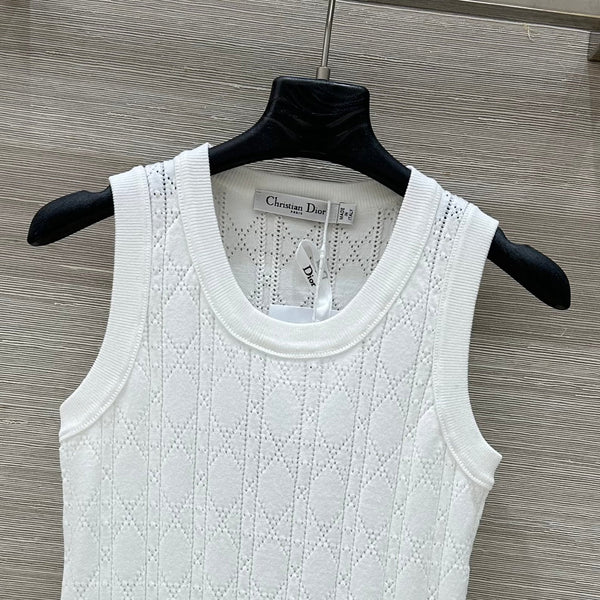 CD 25 Hollow Knitted Vest White Silk Wool