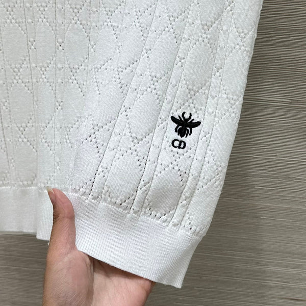 CD 25 Hollow Knitted Vest White Silk Wool