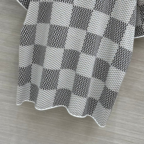 LV 25 Plaid T Shirt White Grey Cotton