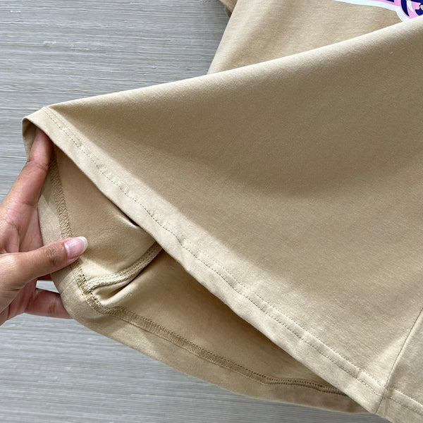 Gucci 25 Print Round Neck Short-sleeved T-shirt Light Camel Cotton