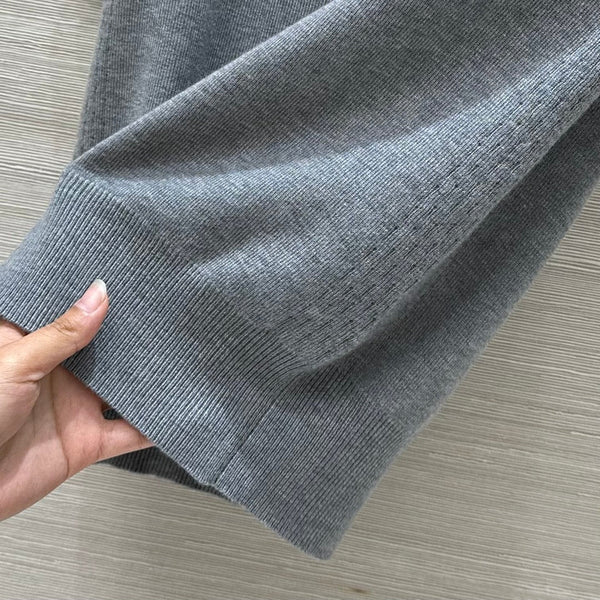 Miu Miu 25 Polo Collar Short-sleeved Top Gray red Tencel