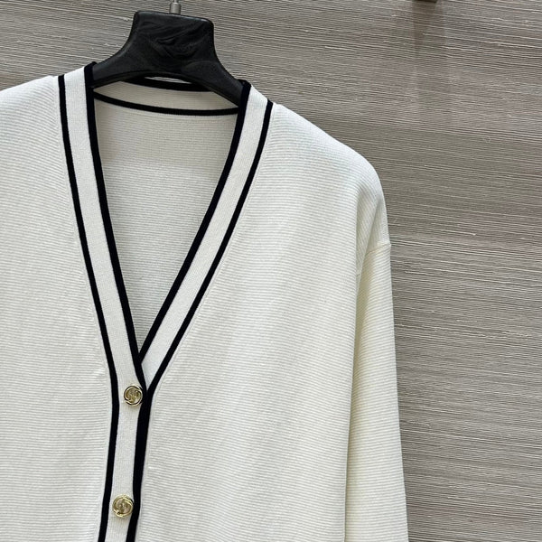 Gucci 25 V-neck Long Knitted Cardigan White Wool