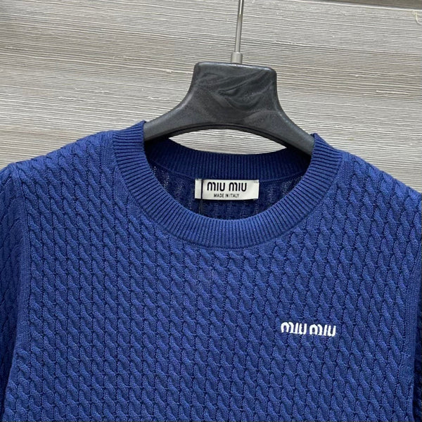 Miu Miu 25 Knitted Top Blue Wool