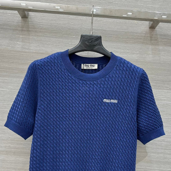 Miu Miu 25 Knitted Top Blue Wool
