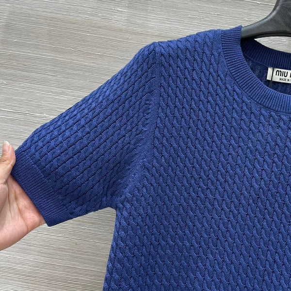 Miu Miu 25 Knitted Top Blue Wool