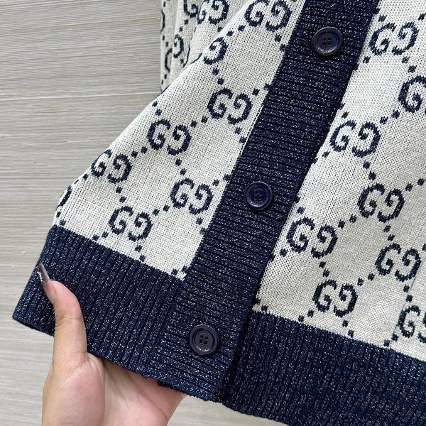 Gucci 2025 GG Cardigan Blue Gray Cotton