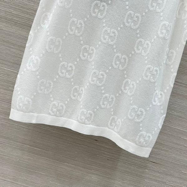 Gucci 25 Mesh Vest Top White Tencel