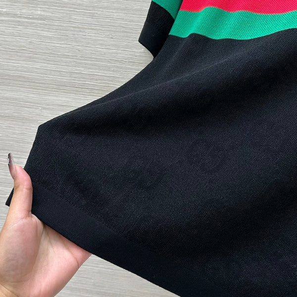 Gucci 25 Mesh Short-sleeved Top Black Tencel