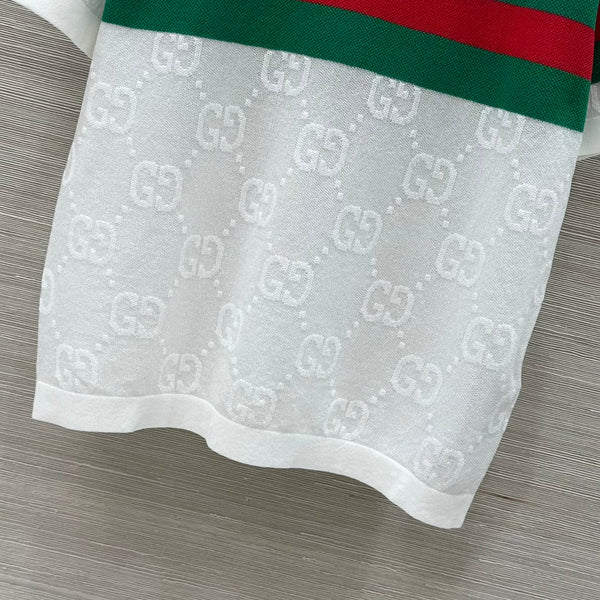 Gucci 25 Mesh Short-sleeved Top White Tencel