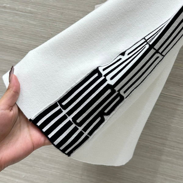 CD 25 Embroidery Knitted Vest Top White Polyester Cotton