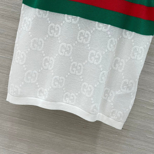 Gucci 25 Embroidered Jacquard Mesh Vest Top White Tencel