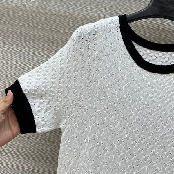 Gucci 25 Knitted Round Neck Short-sleeved Dress White Viscose