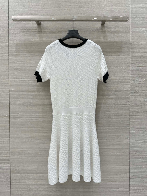 Gucci 25 Knitted Round Neck Short-sleeved Dress White Viscose
