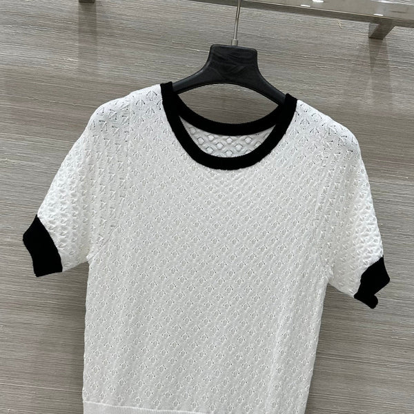 Gucci 25 Knitted Round Neck Short-sleeved Dress White Viscose