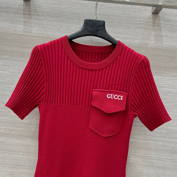 Gucci 25 Knitted Dress Red Viscose