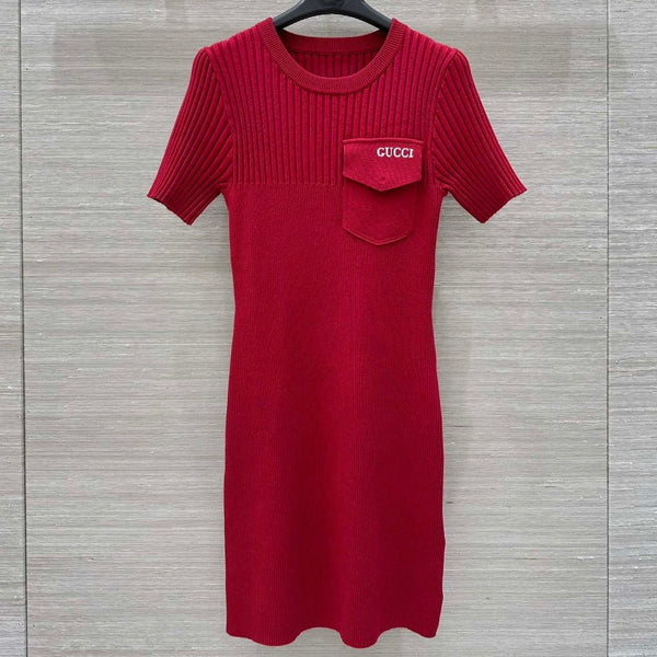 Gucci 25 Knitted Dress Red Viscose