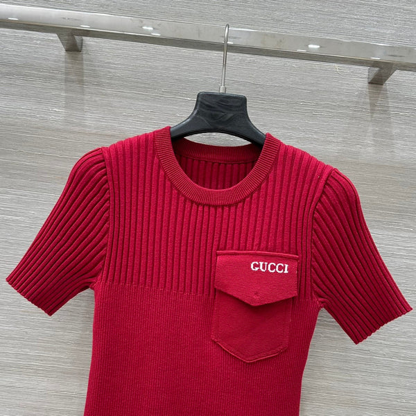 Gucci 25 Knitted Top Red Viscose