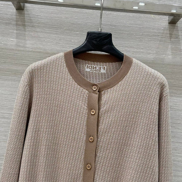 Fendi Knitted Cardigan Top Brown Wool