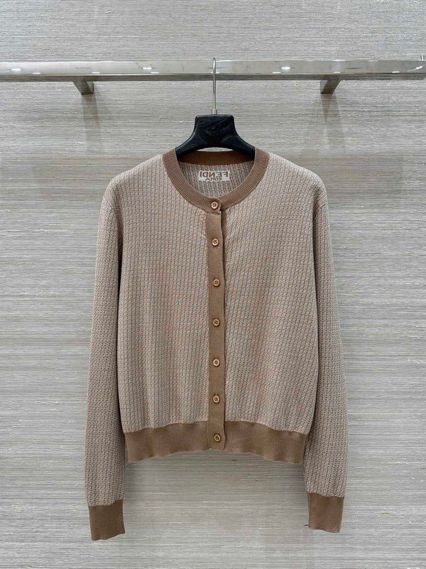 Fendi Knitted Cardigan Top Brown Wool