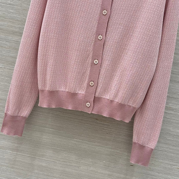 Fendi Knitted Cardigan Top Pink Wool
