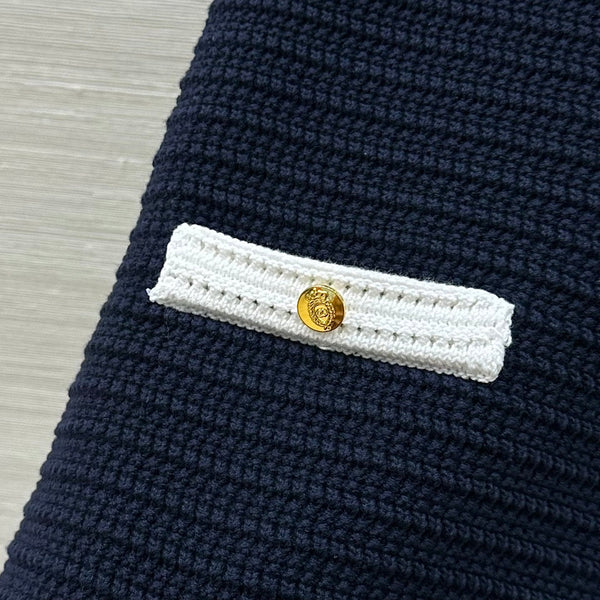 Abito con bretelle in maglia Gucci 25 blu cotone bianco