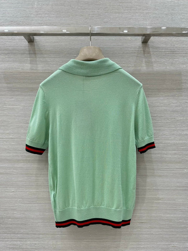 Gucci 25 Polo Short-sleeved Top Green Cashmere