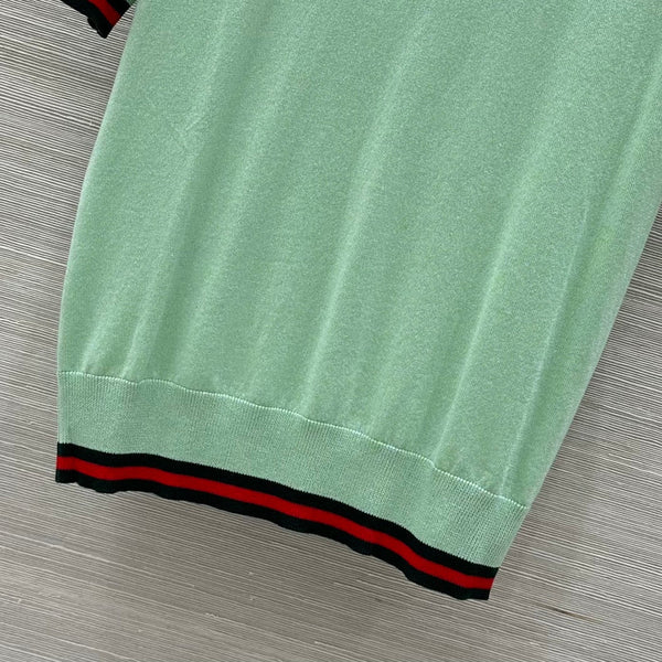 Gucci 25 Polo Short-sleeved Top Green Cashmere
