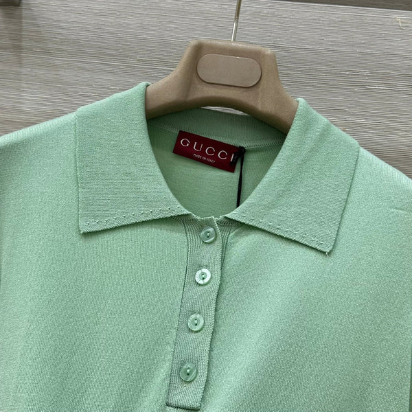 Gucci 25 Polo Short-sleeved Top Green Cashmere
