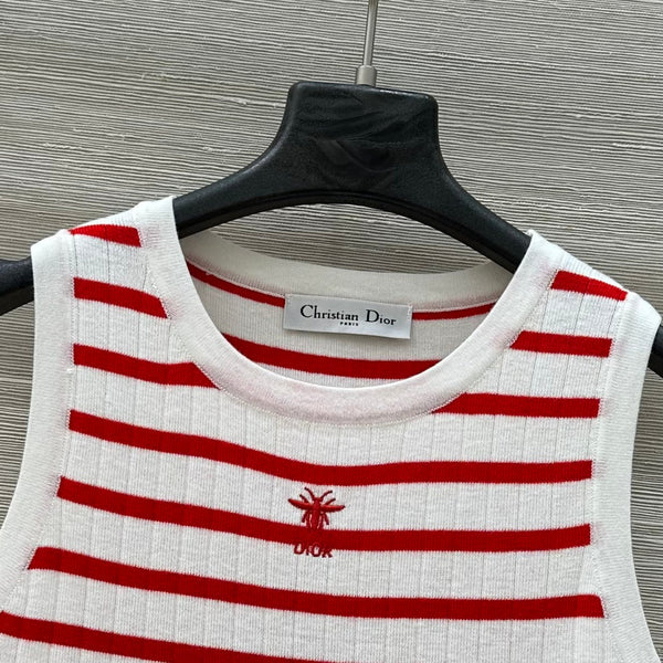 CD 25 Tank Top Red White Cotton