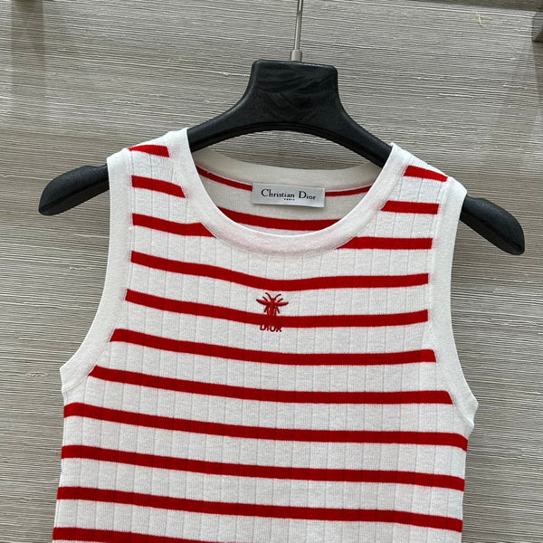 CD 25 Tank Top Red White Cotton