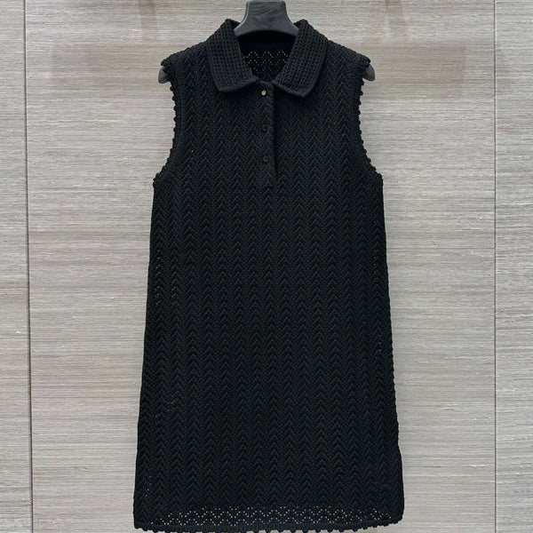 Abito gilet polo lavorato a maglia Gucci 25 nero in fibra di poliestere