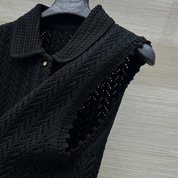 Abito gilet polo lavorato a maglia Gucci 25 nero in fibra di poliestere