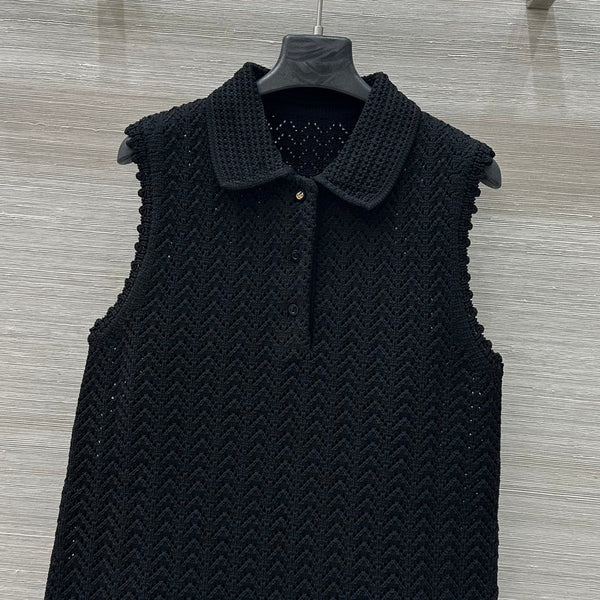 Abito gilet polo lavorato a maglia Gucci 25 nero in fibra di poliestere