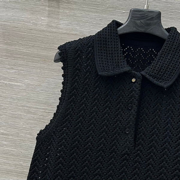 Abito gilet polo lavorato a maglia Gucci 25 nero in fibra di poliestere