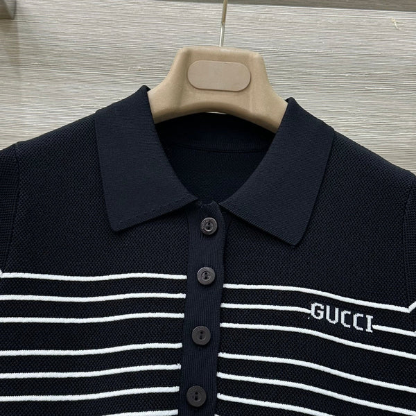 Gucci Polo Shirt Dress Black Cotton Wool