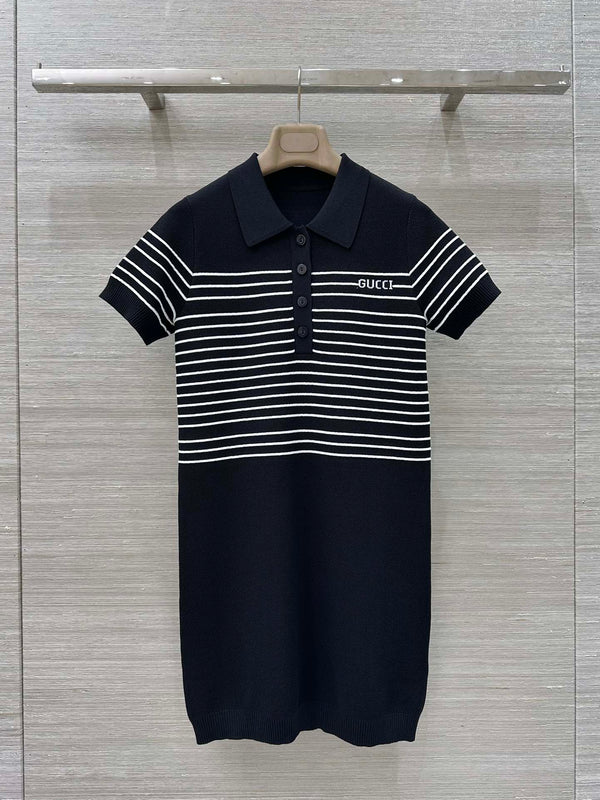 Gucci Polo Shirt Dress Black Cotton Wool
