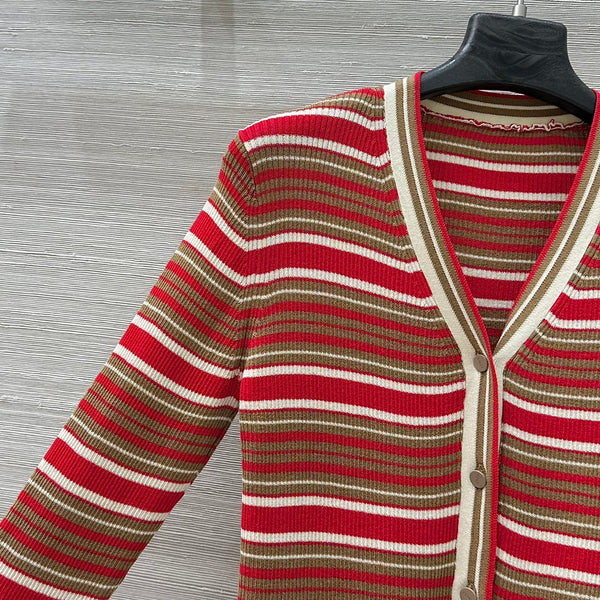 Fendi 25 Knitted Small Cardigan Red Silk Cotton